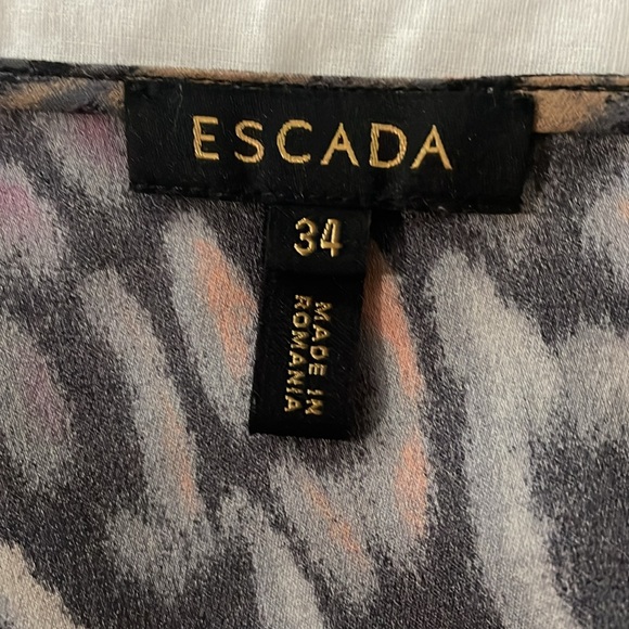 Escada silk animal print long sleeve blouse size 34/small - Picture 5 of 10